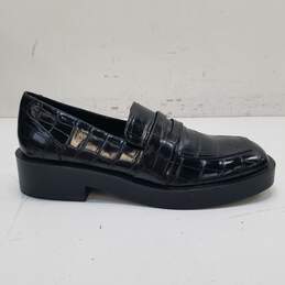 Zara Textured Penny Loafers Leather Black US 8.5 EU 41