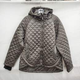 NWT BCBGMAAXAZRIA WM's Eco Friendly Silver Tone Hooded Puffer Jacket Size L