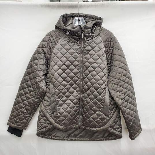 NWT BCBGMAAXAZRIA WM's Eco Friendly Silver Tone Hooded Puffer Jacket Size L image number 1