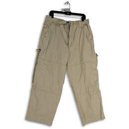 Mens Beige Flat Front Pockets Straight Leg Outdoor Cargo Pants Size 36X30