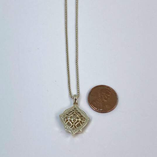 Designer Kendra Scott Gold-Tone Filigree Kacey Long Pendant Necklace image number 3