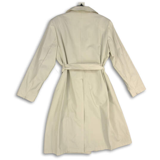 Womens Beige Notch Lapel Long Sleeve Tie Waist Trench Coat Size 12 image number 2