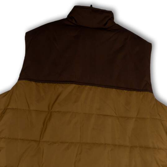 Mens Brown Sleeveless Pockets Regular Fit Snap Front Puffer Vest Size 3XLT image number 4