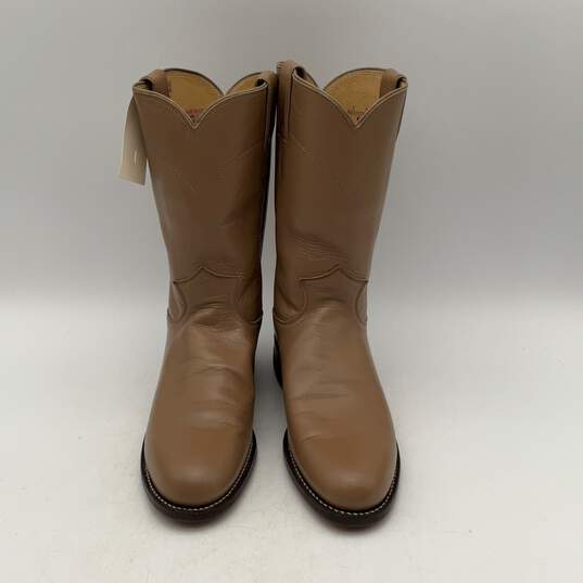 Justin Womens Roper Camel Brown Leather Mid-Calf Cowgirl Western Boots Size 7 C image number 1