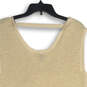 NWT Womens Beige V-Neck Sleeveless Knit Side Slit Tank Top Size M image number 3