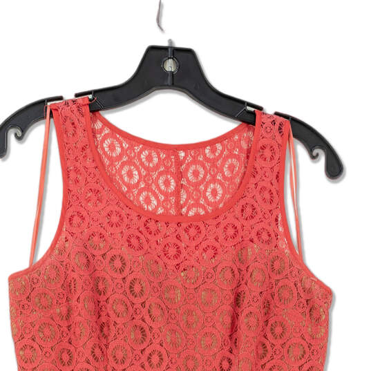 Womens Pink Lace Sleeveless Round Neck Pullover Sheath Dress Size 6 image number 1