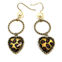 NWT Designer Betsey Johnson Gold-Tone Fish Hook Heart Shape Dangle Earrings alternative image
