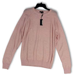 NWT Womens Pink Crew Neck Long Sleeve Tight-Knit Pullover Sweater Size L