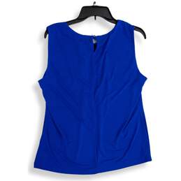 NWT Calvin Klein Womens Blue Pleated Round Neck Pullover Tank Top Size XL alternative image