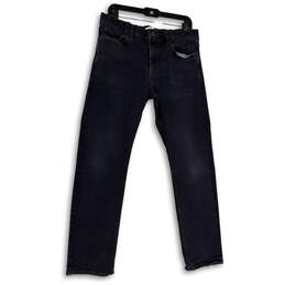 Womens Blue Denim Medium Wash Pocket Stretch Straight Jeans Size 35/32