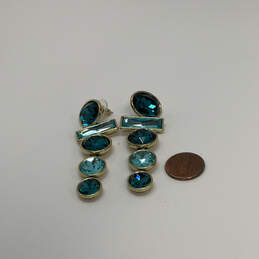 Designer Heidi Daus Gold-Tone Whiplash Aquamarine Crystal Drop Earrings alternative image