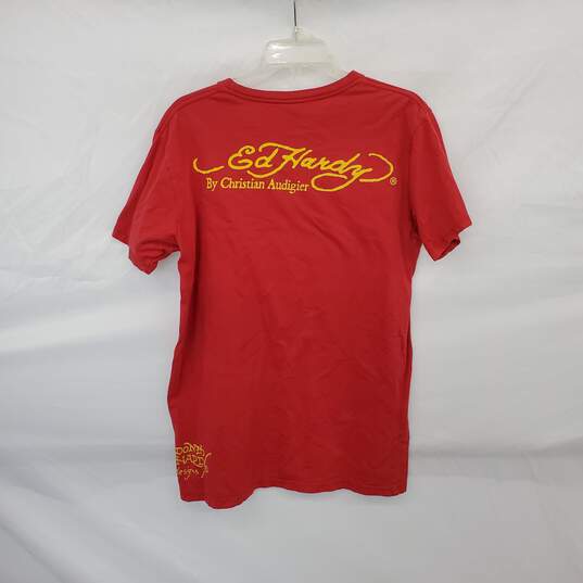 Ed Hardy By Christian Audigier Red Cotton NYC T-Shirt WM Size L image number 2