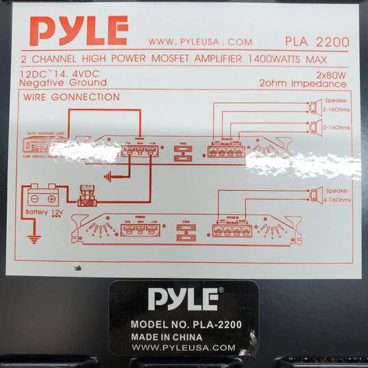 Pyle Chopper Series PLA 2200 1400W X 2 Channel Mosfet Amplifier For Parts/Repair image number 4