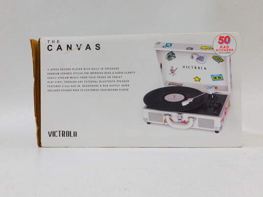 Victrola White Create Your Own Bluetooth Suitcase Record Player IOB W/ Stickers & Power Cord image number 5