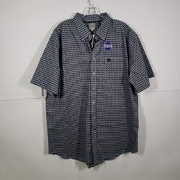 NWT Mens Geometric Stretch Short Sleeve Collared Button-Up Shirt Size XL