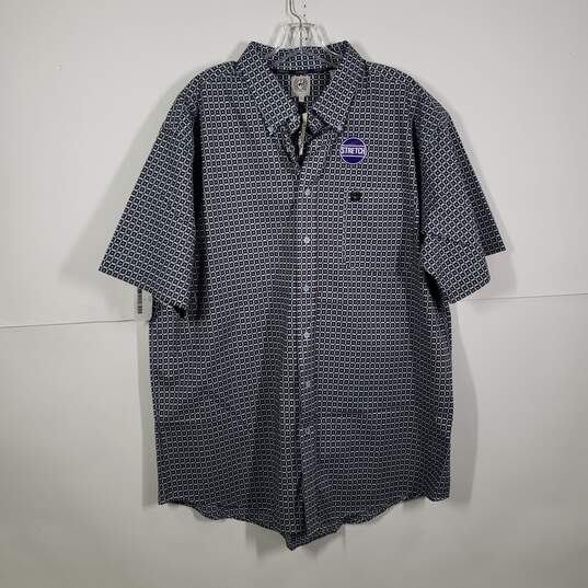 NWT Mens Geometric Stretch Short Sleeve Collared Button-Up Shirt Size XL image number 1