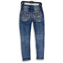Womens Blue Denim Embroidered Medium Wash 5-Pocket Design Skinny Jeans Size 26 alternative image