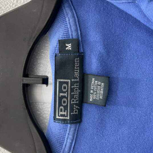 Mens Blue Cotton Short Sleeve Collared Side Slit Golf Polo Shirt Size Medium image number 3