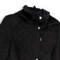Womens Black Long Sleeve Snap Front Hooded Quilted Jacket Size Small image number 3