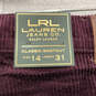 NWT Womens Purple Corduroy Flat Front Classic Bootcut Leg Pants Size 14X31 image number 3
