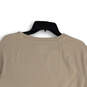 Womens Beige Tight-Knit Crew Neck Long Sleeve Pullover Sweater Size Small image number 4
