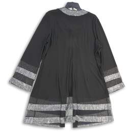 Womens Black Long Sleeve Embellished Collarless Jacket Size 18 alternative image