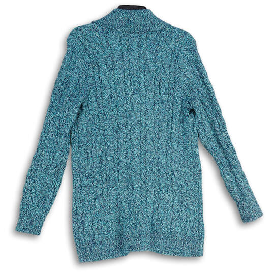 Womens Blue Knitted Long Sleeve Button Front Cardigan Sweater Size Medium image number 2