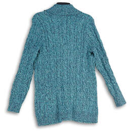 Womens Blue Knitted Long Sleeve Button Front Cardigan Sweater Size Medium alternative image