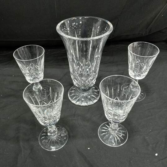 Bundle of Clear Crystal Vase & Wine Glasses image number 1