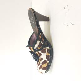 Women's Rafe New York Cheetah Leather Hair Wooden Clogs w/ Bow, Size 39 alternative image