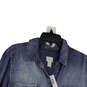 NWT Womens Blue Denim Long Sleeve Pockets Button Front Shirt Dress Size 2 image number 2