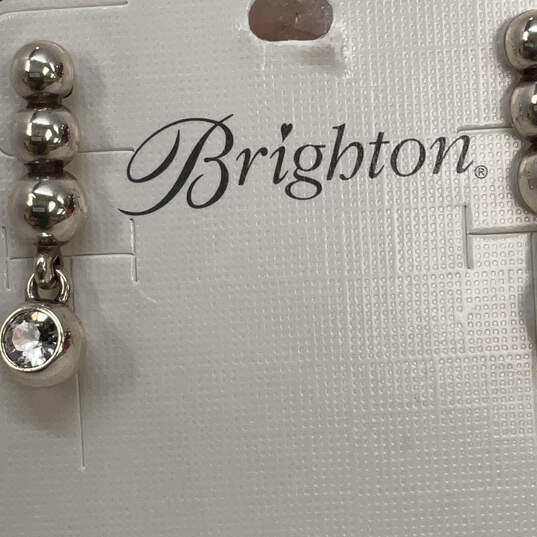Designer Brighton Silver-Tone Rhinestone Beaded Drop Earrings With Dust Bag image number 2