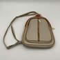 Womens White Brown Leather Adjustable Strap Inner Outer Zip Pocket Backpack image number 2
