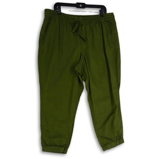 Womens Green Elastic Waist Drawstring Tapered Leg Jogger Pants Size 18 image number 1
