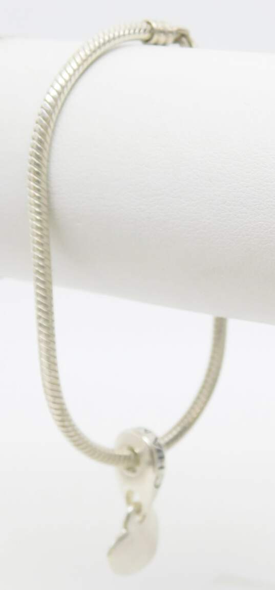 Chamilia Sterling Silver Bracelet w/ Dangle Heart Charm 15.6g image number 1
