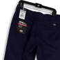 NWT Womens Blue Flat Front Straight Leg Pockets Dress Pants Size 34/30 image number 4