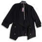 NWT Womens Black Long Sleeve Drawstring Waist Open Front Blazer Size Large image number 1