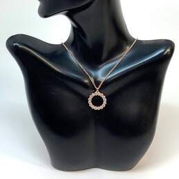 Designer Kate Spade Rose Gold Tone Lobster Clasp Circle Pendant Necklace
