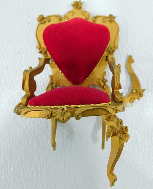 Vintage Spielwaren Szalasi Rococo Red Velvet Dollhouse Chairs image number 3
