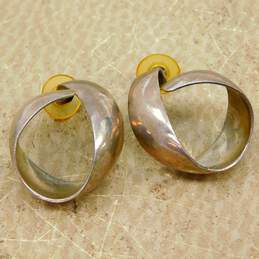 Vintage Taxco Sterling Silver Mexican Modernist Swirl Earrings 17.5g