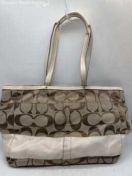 Coach Womens Brown Logo Printed Inner Pockets Double Handle Zipper Tote Bag alternative image