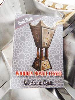 Wooden Mosaic Incense Burner Made in Syria alternative image
