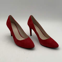 Womens Red Suede Pointed Toe Fashionable Stiletto Pump Heels Size 9 B alternative image