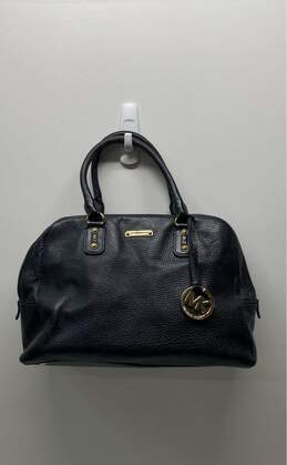 Michael Kors Black Pebbled Leather Zip Satchel Bag