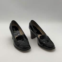Womens Bayville Black Patent Leather Round Toe Slip-On Pump Heels Size 6 M