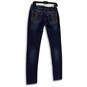 Womens Blue Denim Dark Wash Embroidered Pockets Stretch Skinny Jeans Sz 27 image number 2