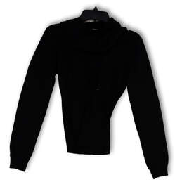 Womens Black Cowl Neck Long Sleeve Tight Knit Pullover Sweater Size Medium alternative image