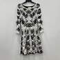 NWT Eliza J Womens White Black Floral Long Sleeve Sweater Dress Size L image number 1
