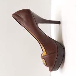 Michael Kors Women's Brown Leather Peep Toe Pumps Size 7 alternative image