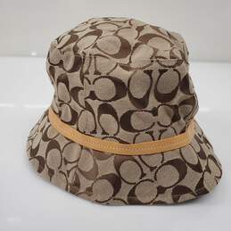Vintage Coach Women's Y2K Signature Beige Jacquard Bucket Hat Size M/L alternative image